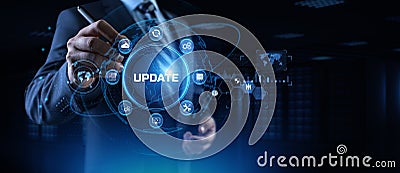 Update Software Upgrade Application new version on virtual screen Stock Photo