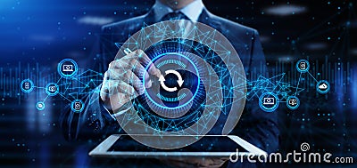 Update Software Upgrade Application new version on virtual screen Stock Photo