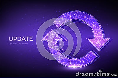 Update or Synchronization icon. Low poly abstract update or sync sign. Processing concept. Can be used for topics like refresh, Cartoon Illustration