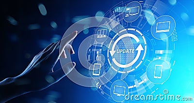 Update System Upgrade Software version technology concept on virtual screen. Stock Photo