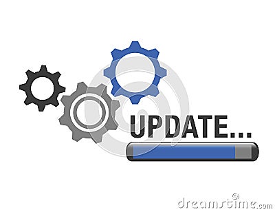 Update updating software app gears blue Vector Illustration