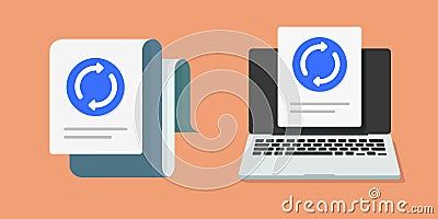 Update upgrade icon vector, online digital web synchronization symbol on computer laptop pc graphic image clip art, system restart Vector Illustration