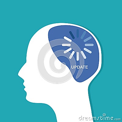 Update your brain. Refresh Head symbol on white background Vector Illustration