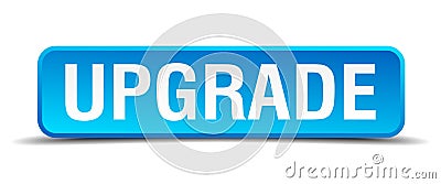 Upgrade blue 3d realistic square button Vector Illustration