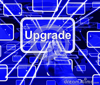 Upgrade Button Showing Software Updates 3d Illustration Stock Photo