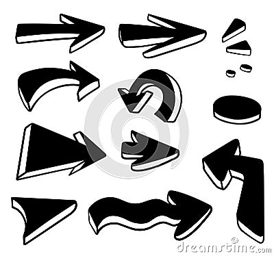Upgrade icon. Arrow vector set.Web direction doodle.Hand drawn ink. Sketch graphic abstract. Mark element play. Up sign. Interfa Vector Illustration