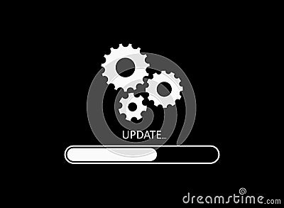 Upgrade of software. Update icon. Load and install of app on computer. Time and progress of update. Download new version of Vector Illustration