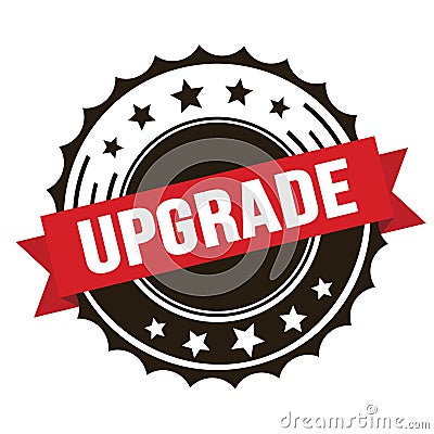 UPGRADE text on red brown ribbon stamp Stock Photo