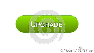 Upgrade web interface button green color, software installation, program update Stock Photo