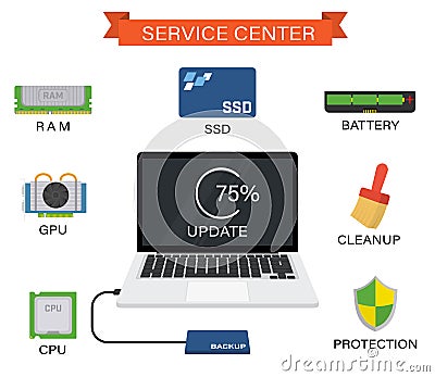 Upgrade your laptop with new components Vector Illustration