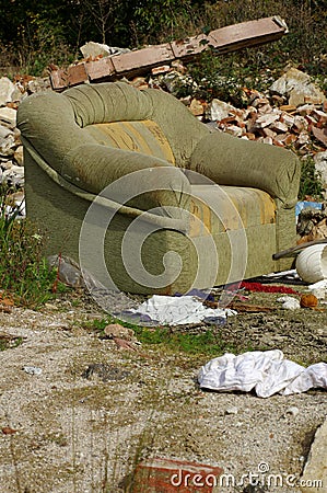 Upholstered chair green Stock Photo