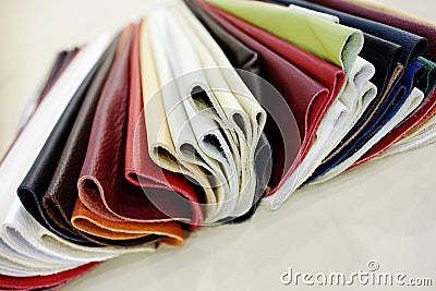 Upholstery faux leather samples Stock Photo