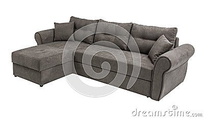 Upholstery sofa corner set with pillows isolated on white background with clipping path Stock Photo