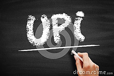 UPI Unified Payment Interface - system that powers multiple bank accounts into a single mobile application, acronym text on Stock Photo