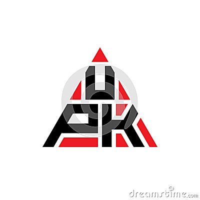 UPK triangle letter logo design with triangle shape. UPK triangle logo design monogram. UPK triangle vector logo template with red Vector Illustration