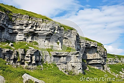 an uplifted rocky cliff due to tectonic movement Stock Photo