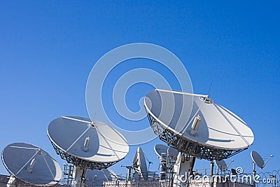 Uplink telecom facility dish Stock Photo