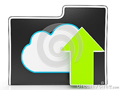 Upload Arrow And Cloud File Shows Uploading Stock Photo