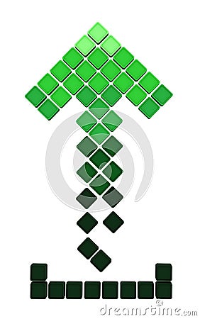 Upload arrow icon made of the green gradient cub Stock Photo