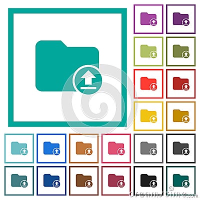 Upload directory flat color icons with quadrant frames Stock Photo
