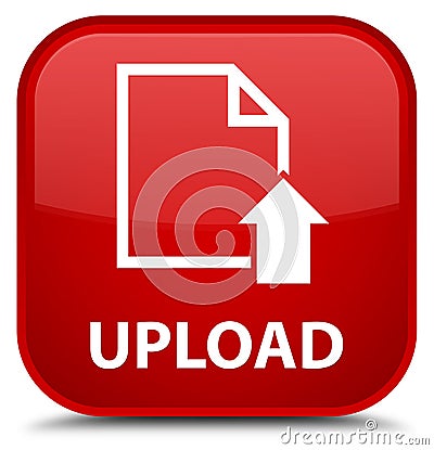 Upload (document icon) special red square button Cartoon Illustration