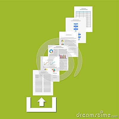 Upload documents or files to the internet. Upload process concept Vector Illustration