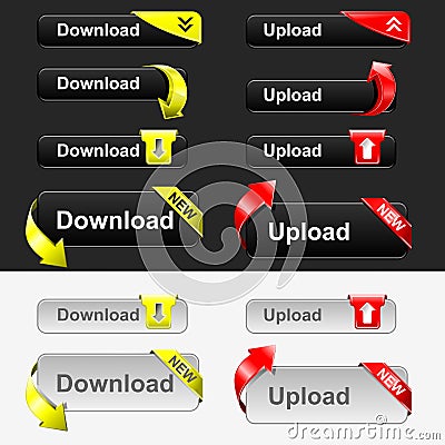 Upload and Download Button Set Vector Illustration