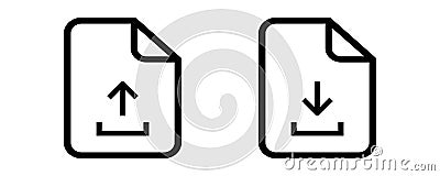 Upload and Download File Icons. File upload line icon for website design. Vector Illustration
