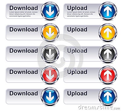 Upload Download Files - Internet button Gel Icon Vector Illustration