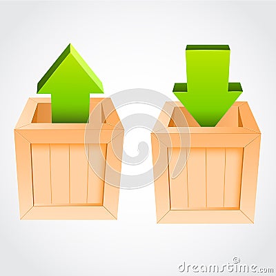 Upload download vectorwooden box Vector Illustration