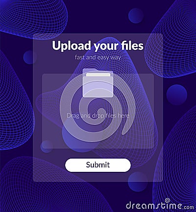upload files form with submit button, ui design Vector Illustration