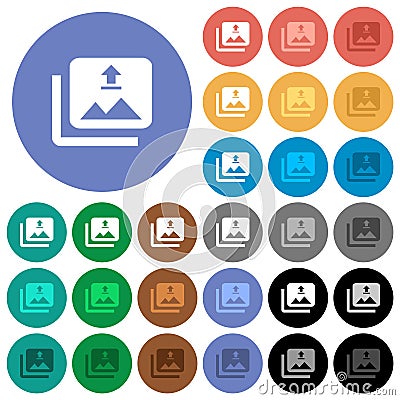 Upload multiple images round flat multi colored icons Stock Photo