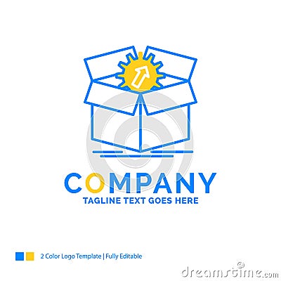 upload, performance, productivity, progress, work Blue Yellow Bu Vector Illustration