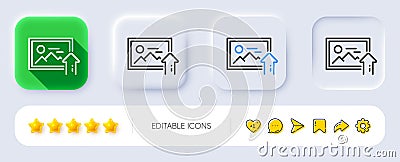 Upload photo line icon. Image thumbnail sign. Neumorphic buttons. Vector Vector Illustration