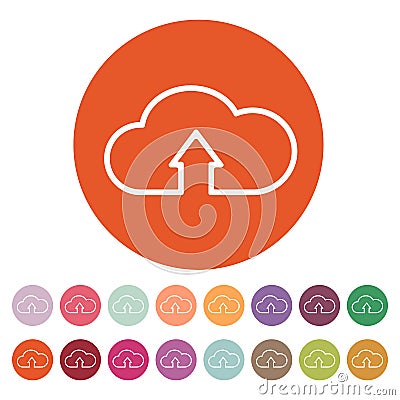 The upload to cloud icon. Download symbol. Flat Vector Illustration