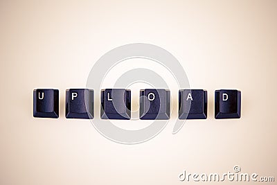 Upload word written with black computer buttons over white Stock Photo