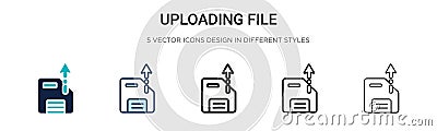 Uploading file icon in filled, thin line, outline and stroke style. Vector illustration of two colored and black uploading file Vector Illustration
