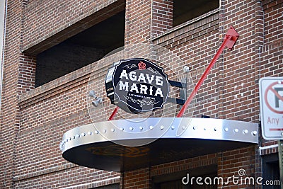 Agave Maria Mexican Eatery Sign Downtown Memphis, Tennessee Editorial Stock Photo