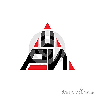 UPN triangle letter logo design with triangle shape. UPN triangle logo design monogram. UPN triangle vector logo template with red Vector Illustration