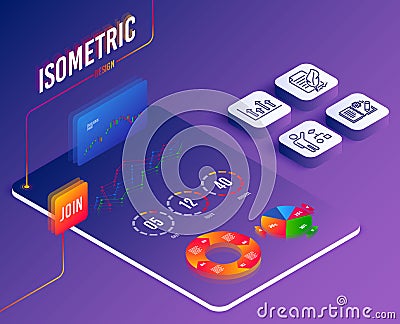 Upper arrows, Engineering documentation and Feather signature icons. Algorithm sign. Vector Vector Illustration