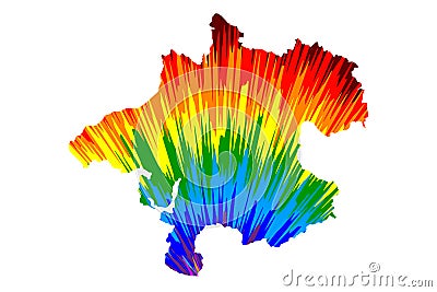 Upper Austria Republic of Austria, Austro-Bavarian, States of Austria map is designed rainbow abstract colorful pattern, Upper Vector Illustration