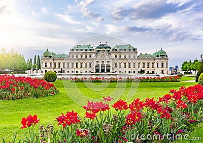 Upper Belvedere palace, at sunset Vienna, Austria Stock Photo