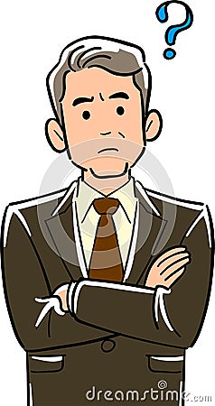 Upper body of a businessman in a managerial position thinking with arms folded Vector Illustration