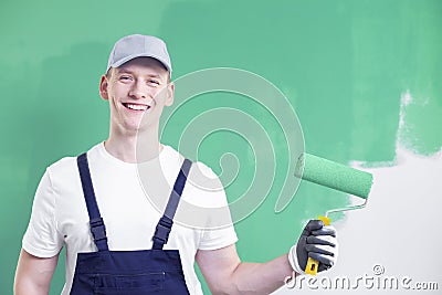 Upper body portrait of a young, smiling home renovation worker p Stock Photo