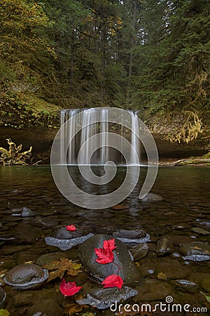 Upper Butte Creek Falls in Autumn Stock Photo