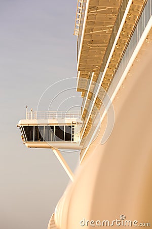 Upper captain deck on big luxury cruise in sun Stock Photo