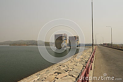 Upper dam with adjacent road of ajodhya pahar at purulia Stock Photo