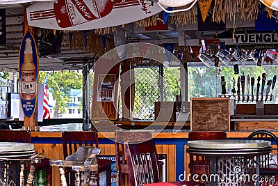 Upper deck bar at Captain Jacks at Sodus Point, New York Editorial Stock Photo