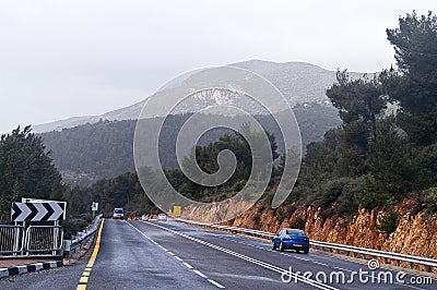 The road to the city of Tzfat in the upper Galilee north Israel Stock Photo