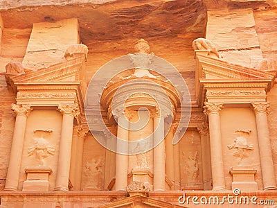 The upper level of the Treasury in Petra, Jordan Stock Photo